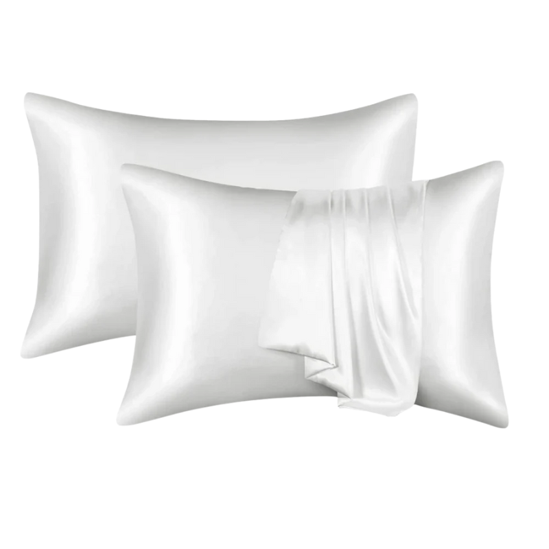 Unisex white silk moonlight close-up — versatile — Moonlight Silk Pillowcase — Oscar Blackwood