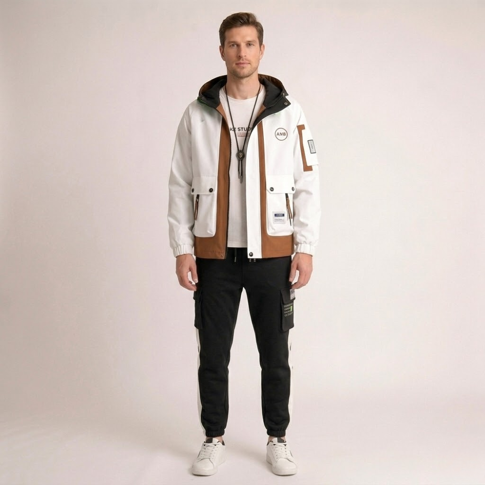 Men's white pants side view — versatile — ANB Studio 2 Piece Set — Oscar Blackwood