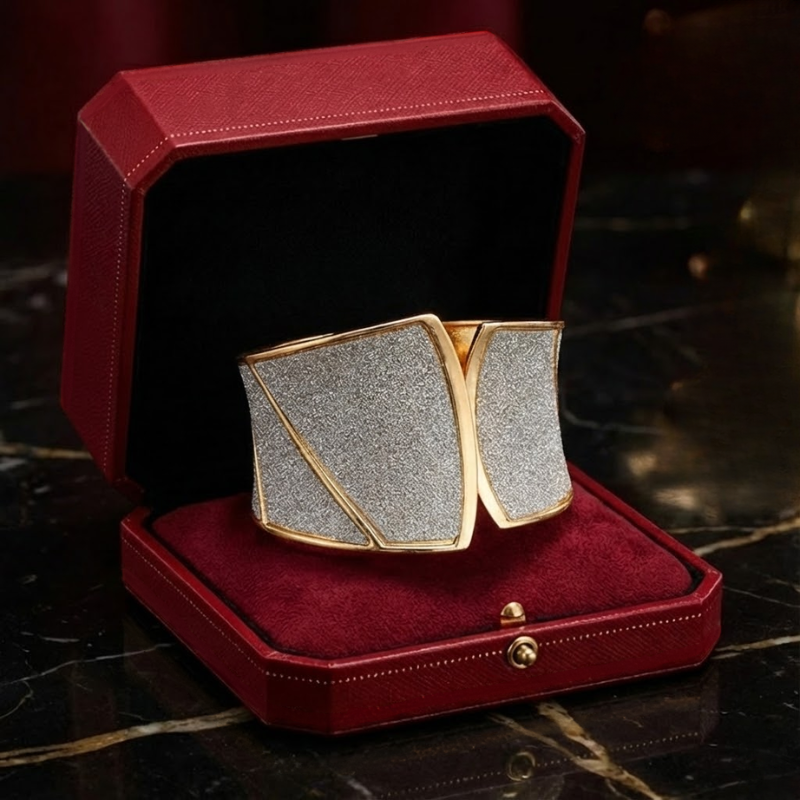 Women's gold textured jewelry front view — versatile — Aura Wave Bracelet — Oscar Blackwood