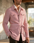 Men's striped jacket alternate angle — outerwear — Leo Vanderbilt Jacket — Oscar Blackwood