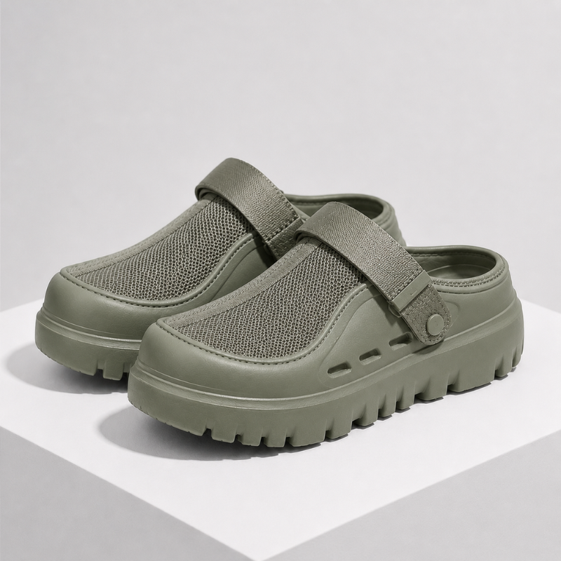 Men's green mesh sandals styled look — versatile — Kai Mesh Sandals — Oscar Blackwood