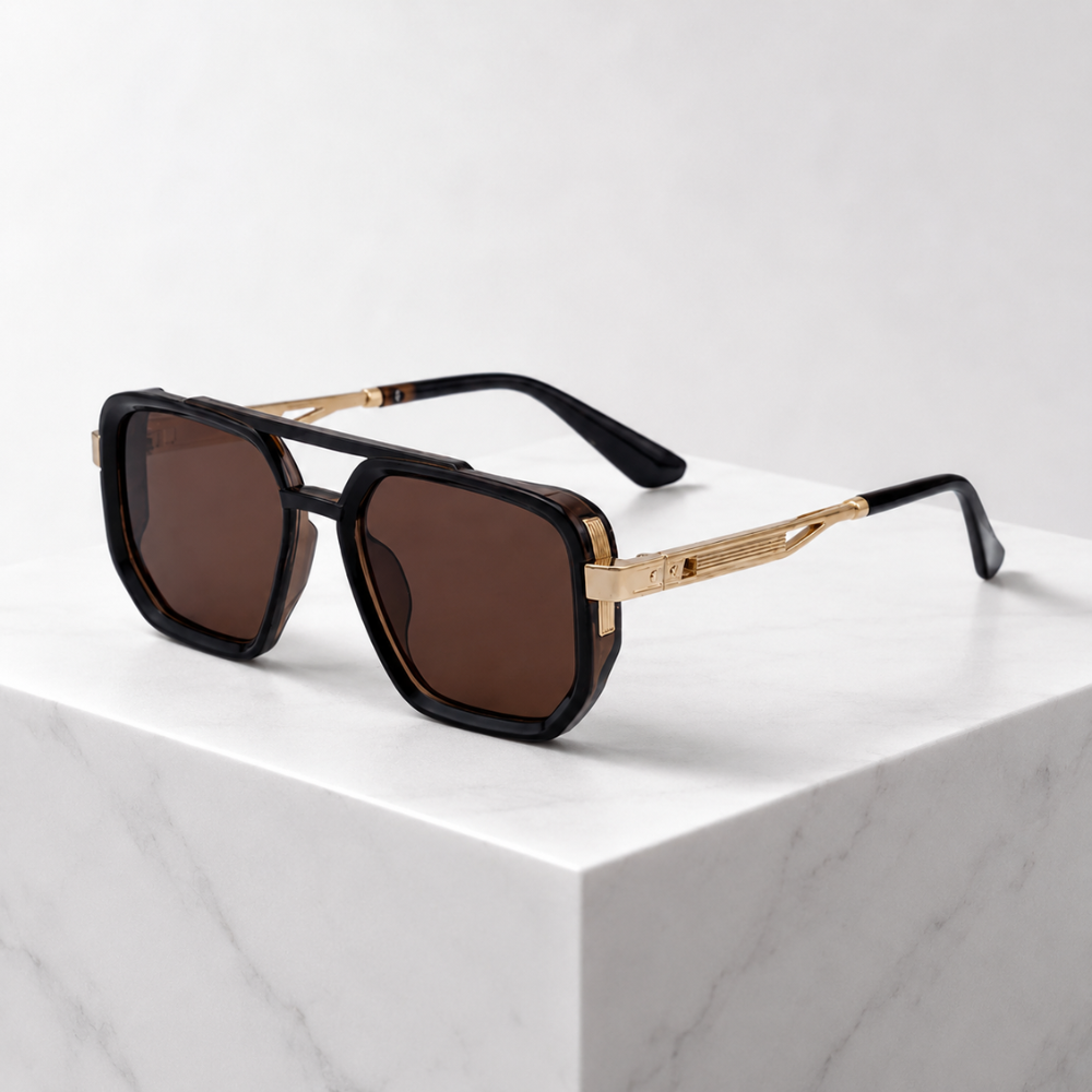 Women's brown sunglasses back view — statement — Addison Aviator Sunglasses — Oscar Blackwood