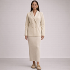 Unisex beige ribbed sets alternate angle — versatile — Abigail 2-Piece Set — Oscar Blackwood