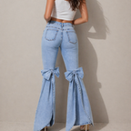 Women's denim jeans side view — casual — Kimberly Bow Jeans for every occasion — Oscar Blackwood