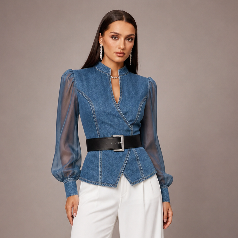 Women's denim dea close-up — versatile — Dea Medina Summer Top — Oscar Blackwood