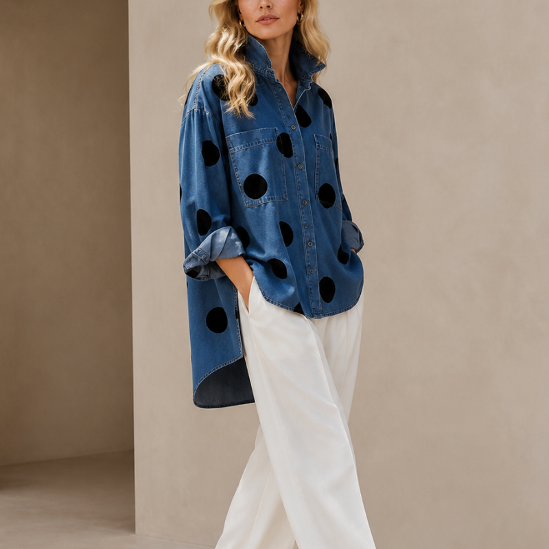 Women's muriel front view — versatile — Muriel Polka Dot Shirt — Oscar Blackwood