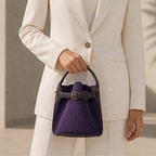 Women's suede bag close-up — everyday — Celeste Bucket Bag for every occasion — Oscar Blackwood