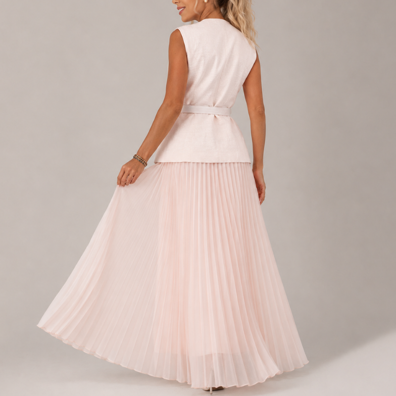 Women's chiffon dress color detail — chic — Cosette 2 Piece Set — Oscar Blackwood
