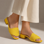 Women's woven sandals close-up — summer — Iris Woven Slide Sandals — Oscar Blackwood