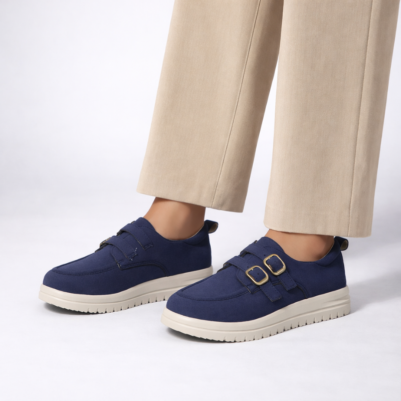 Women's white loafers detail view — versatile — Edith Slip-On Loafers — Oscar Blackwood