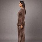 Women's velvet pants styled look — versatile — Ruby Velvet 2 Piece Set — Oscar Blackwood