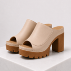 Women's beige heels detail view — elegant — Ambre Heeled Sandals — Oscar Blackwood