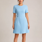 Women's blue dress close-up — chic — Merelin Pleated Dress for every occasion — Oscar Blackwood