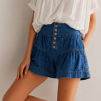 Women's cotton candice close-up — summer — Candice Ruffle Shorts — Oscar Blackwood