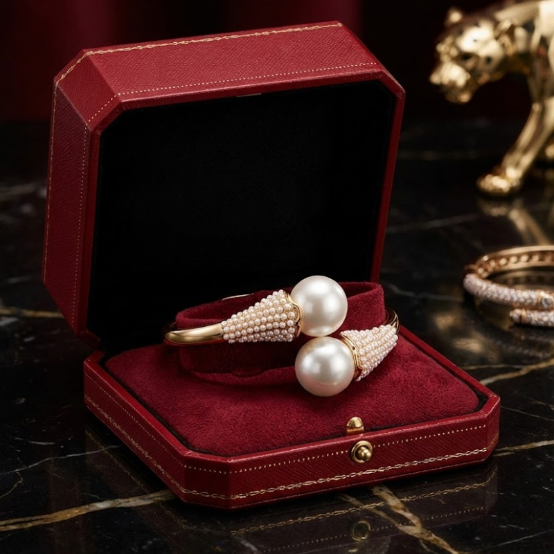 Women's jewelry front view — versatile — Aura Pearl Bangle for every occasion — Oscar Blackwood