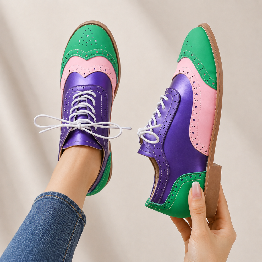 Women's lace shoes close-up — versatile — Betty Wingtip Oxford Shoes — Oscar Blackwood
