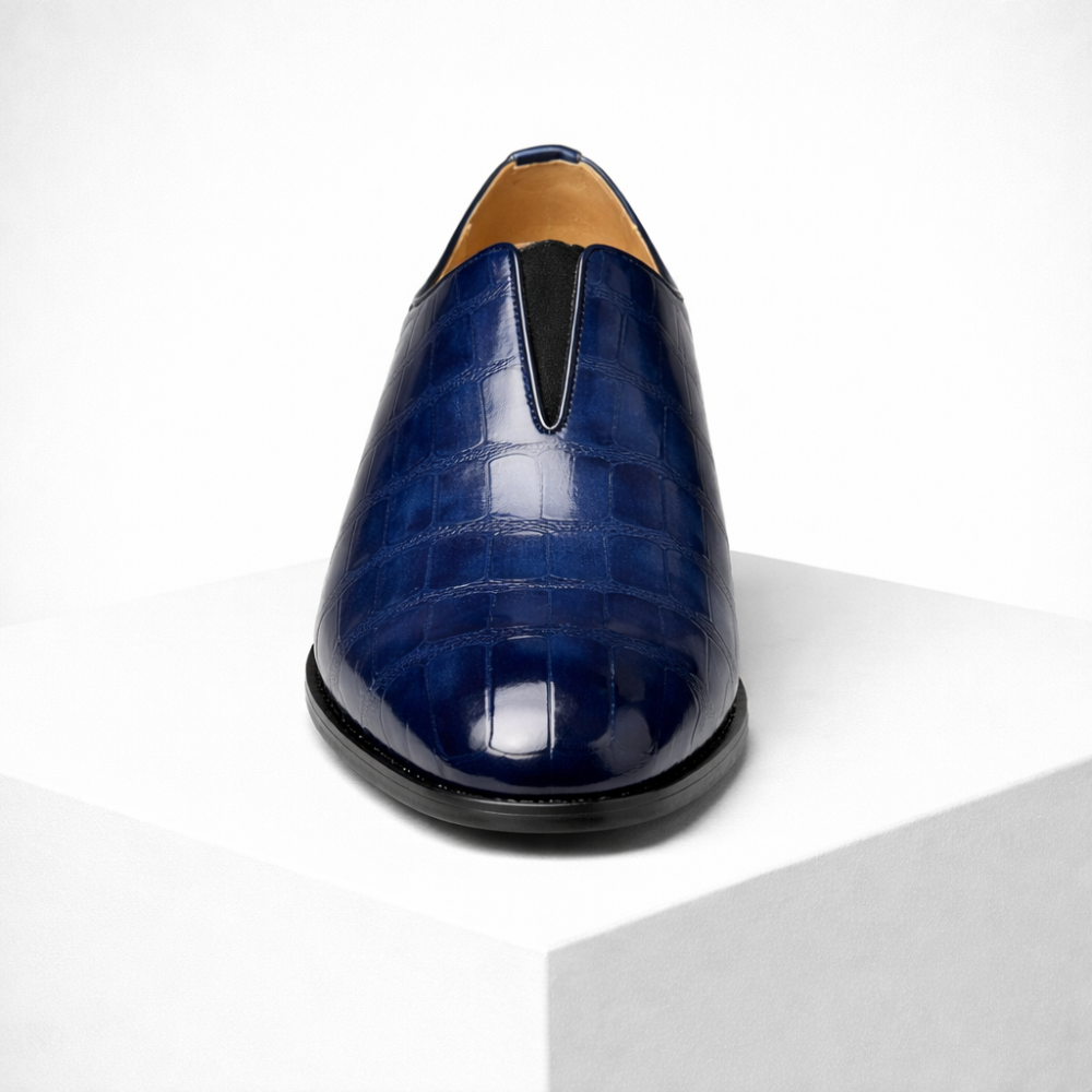 Men's leather loafers color detail — versatile — Anthony Classic Croc Loafers — Oscar Blackwood