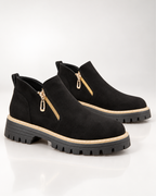 Women's black suede boots back view — rugged — Angelina Ankle Boots — Oscar Blackwood