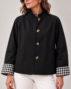 Women's black plaid jacket styled look — outerwear — Audrey Plaid Jacket — Oscar Blackwood