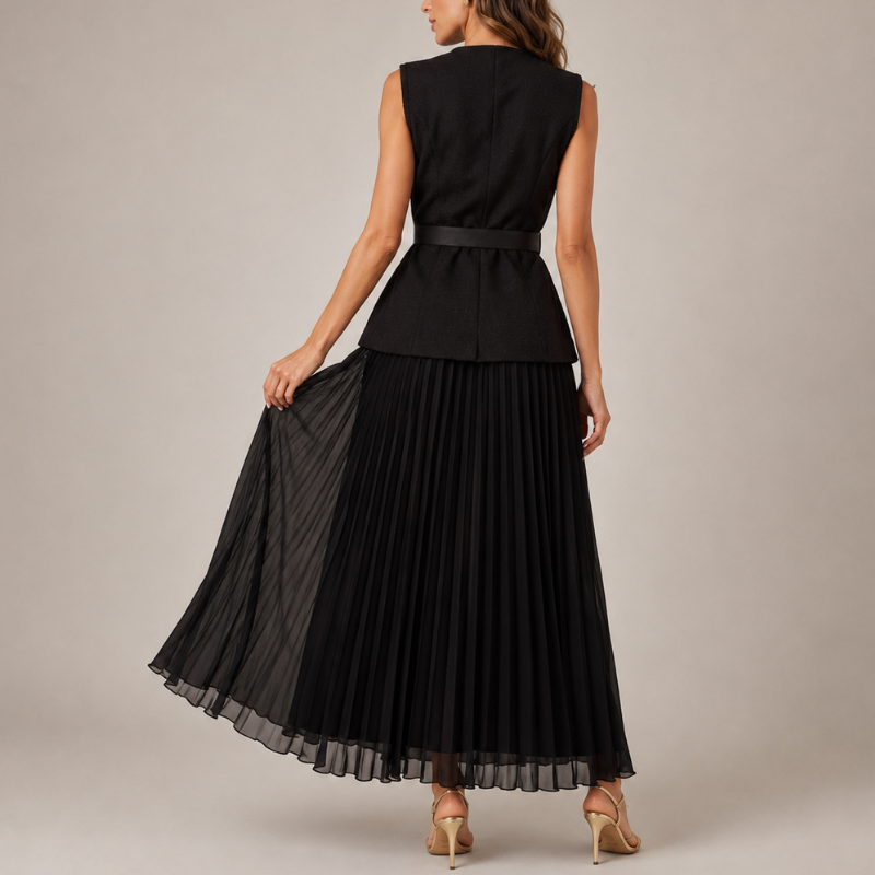 Women's chiffon dress detail view — chic — Cosette 2 Piece Set — Oscar Blackwood