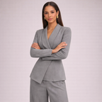 Women's gray knit pants side view — versatile — Brauere 2 Pieces Set — Oscar Blackwood