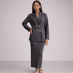 Unisex gray ribbed sets back view — versatile — Abigail 2-Piece Set — Oscar Blackwood
