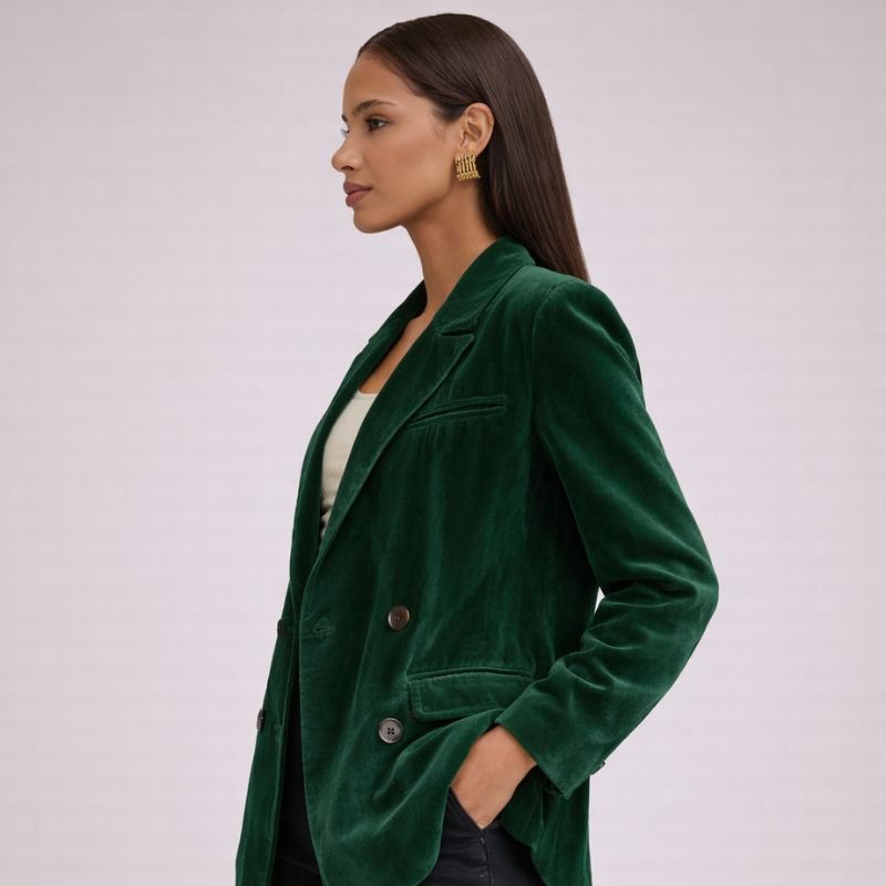 Women's velvet jacket color detail — outerwear — Rony Velvet Jacket — Oscar Blackwood