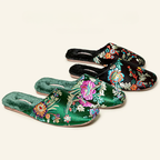Women's floral shoes side view — versatile — Liangshi Floral Slippers — Oscar Blackwood