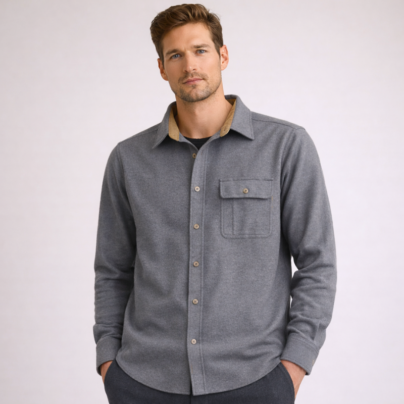 Men's gray cotton tactical styled look — versatile — Tactical Vanderbilt Cotton Shirt — Oscar Blackwood