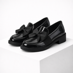 Women's black loafers alternate angle — versatile — Phoebe Bow Loafers — Oscar Blackwood
