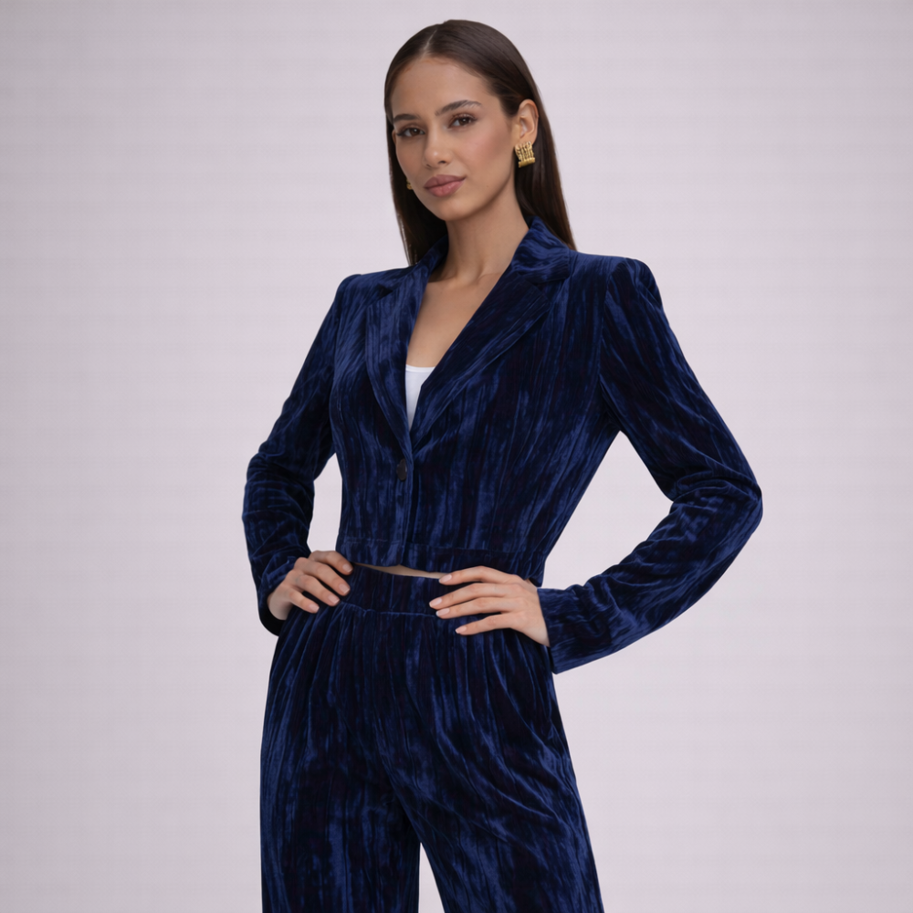 Women's silk sets styled look — versatile — Djuna Velvet 2 Piece Set — Oscar Blackwood