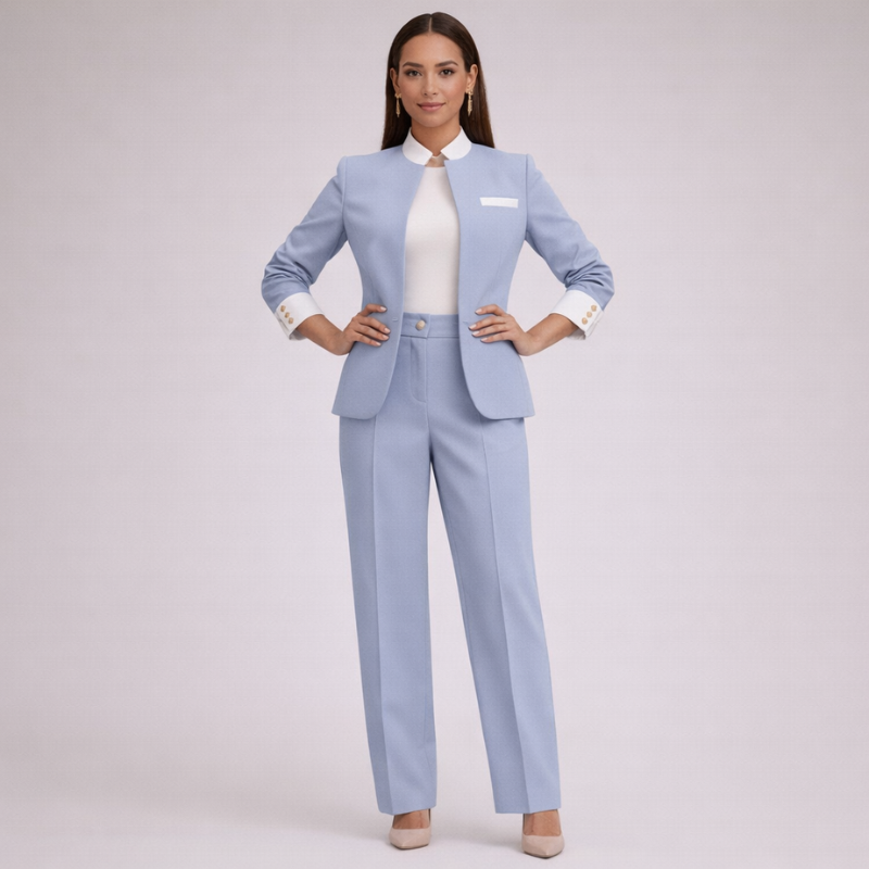 Unisex sky-blue textured sets styled look — versatile — Bonte 2 Pieces Set — Oscar Blackwood