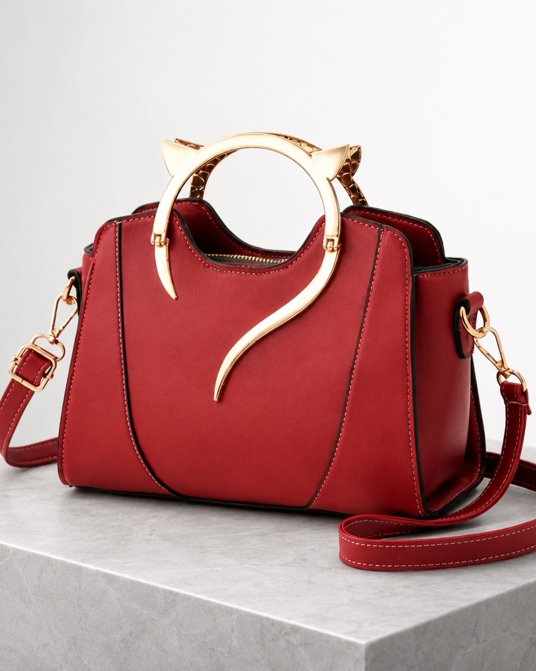 Women's leather handbag styled look — everyday — Miaura Cat-Ear Handbag — Oscar Blackwood