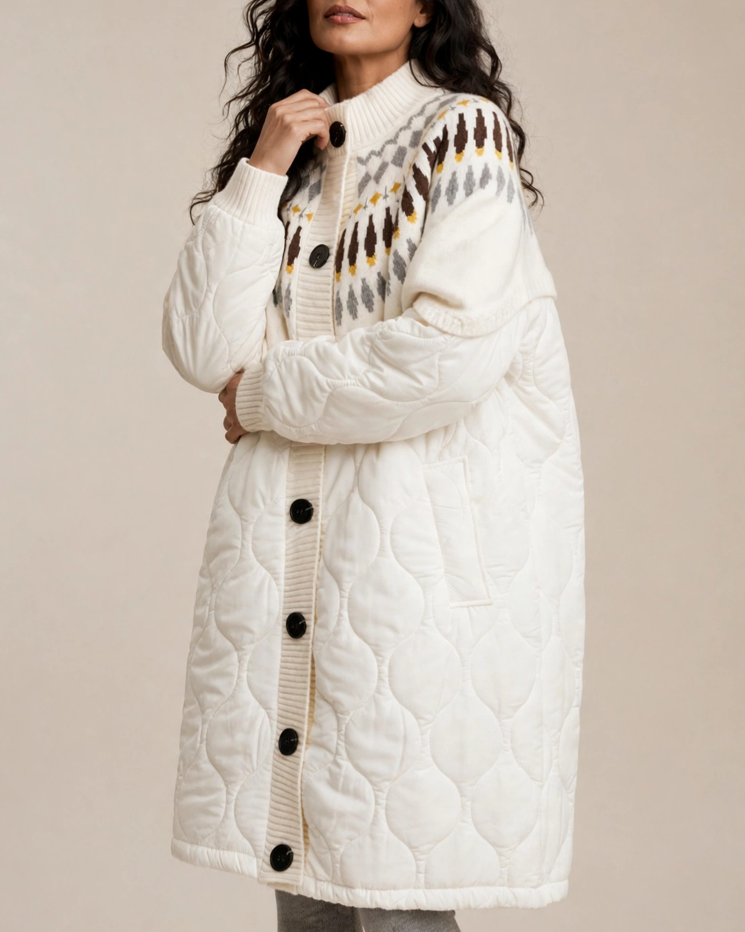 Women's ribbed jacket color detail — outerwear — Elise Padded Coat — Oscar Blackwood