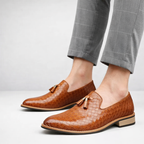 Men's woven loafers styled look — versatile — Ludo Weave Leather Loafers — Oscar Blackwood
