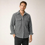 Men's gray cotton vanderbilt color detail — versatile — Vanderbilt Corduroy Shirt — Oscar Blackwood