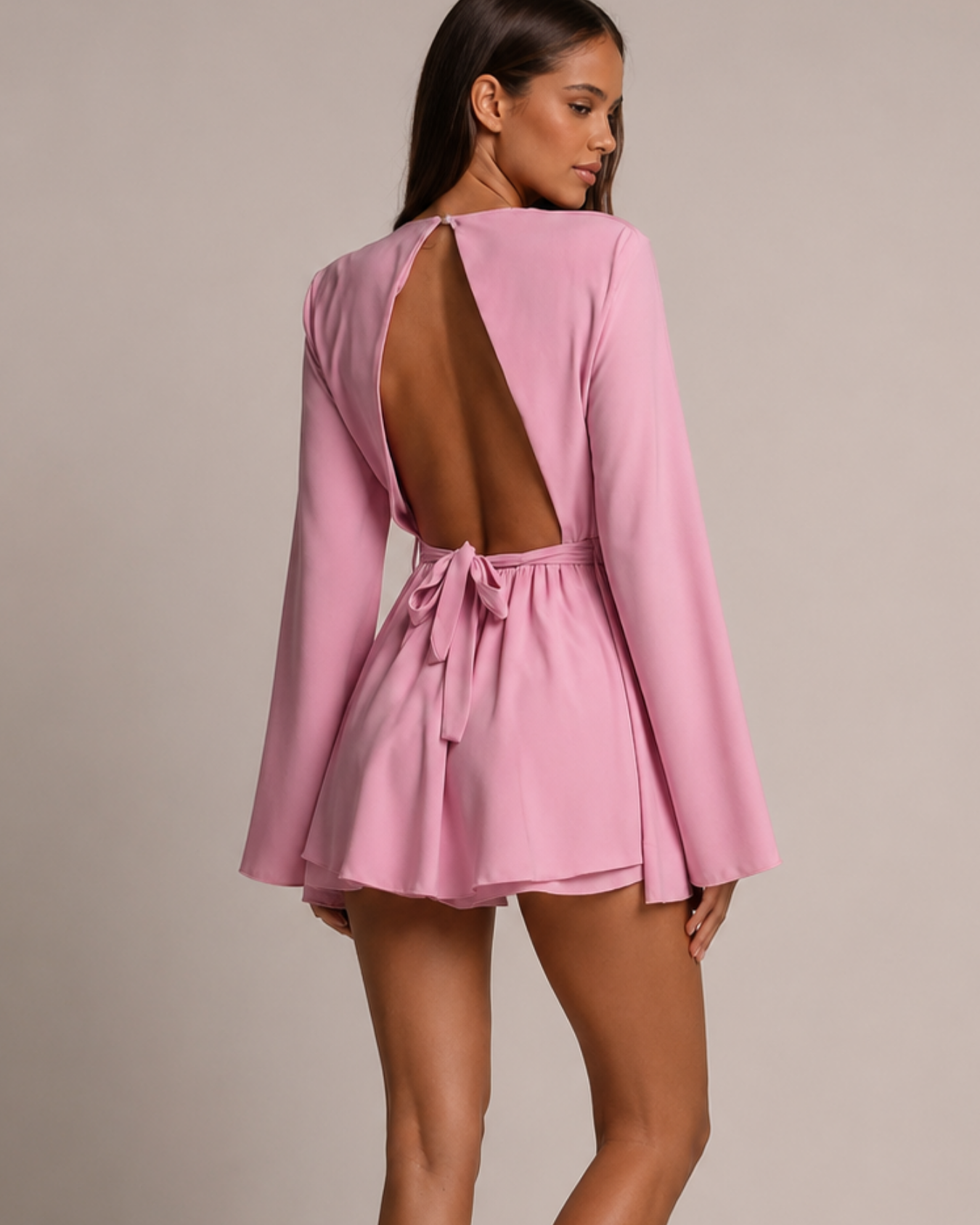 Women's dress close-up — summer — Kamilla Backless Mini Dress for every occasion — Oscar Blackwood
