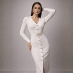 Women's knit dress color detail — chic — Audrey Sweater Dress for every occasion — Oscar Blackwood