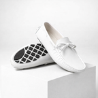 Men's leather shoes side view — versatile — Gregory Leather Golf Moccasins — Oscar Blackwood