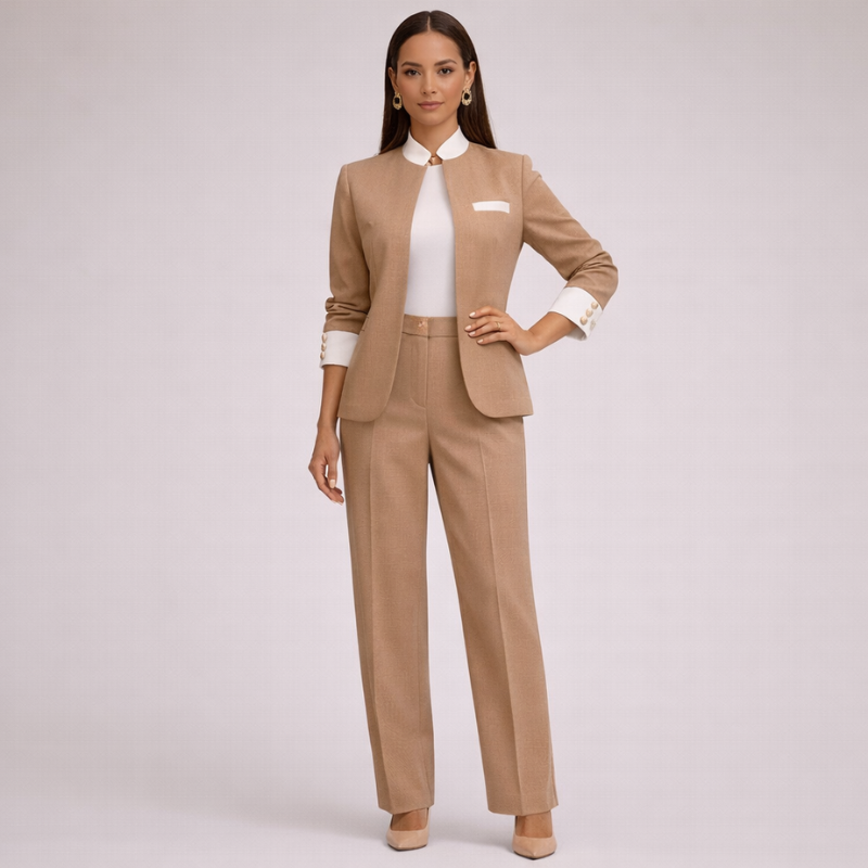 Unisex brown textured sets detail view — versatile — Bonte 2 Pieces Set — Oscar Blackwood