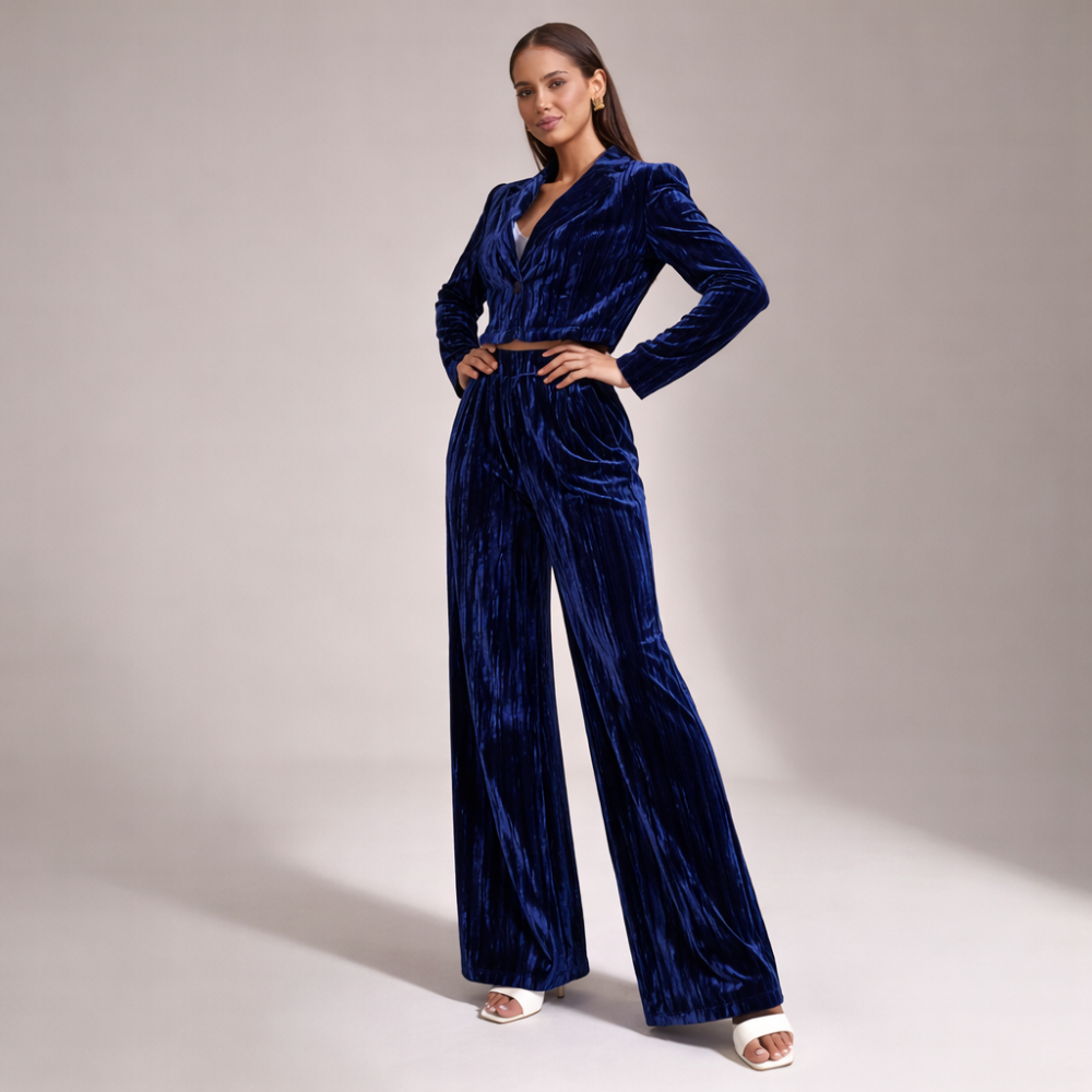 Women's silk sets detail view — versatile — Djuna Velvet 2 Piece Set — Oscar Blackwood