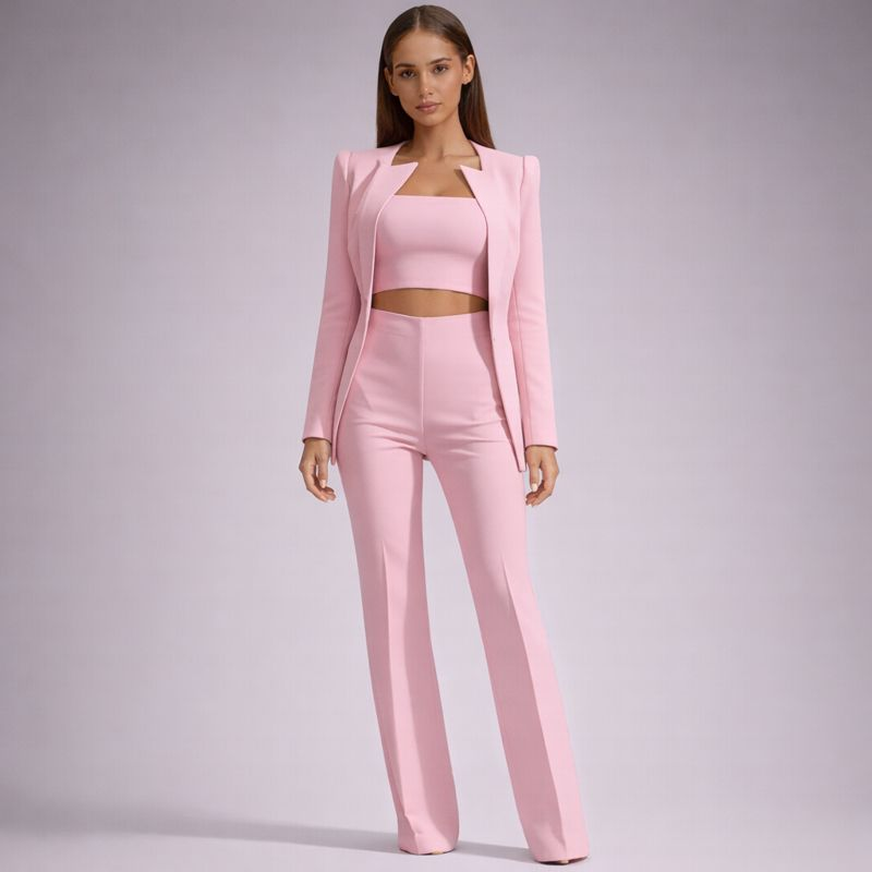 Women's pink pants side view — versatile — Anica 3 Piece Set for every occasion — Oscar Blackwood