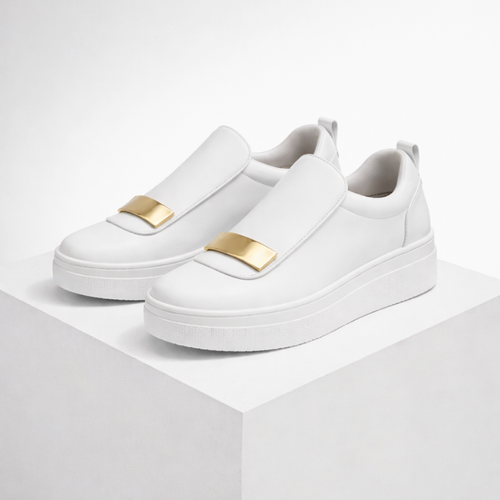 Women's white shoes alternate angle — versatile — Gold Olive Shoes — Oscar Blackwood