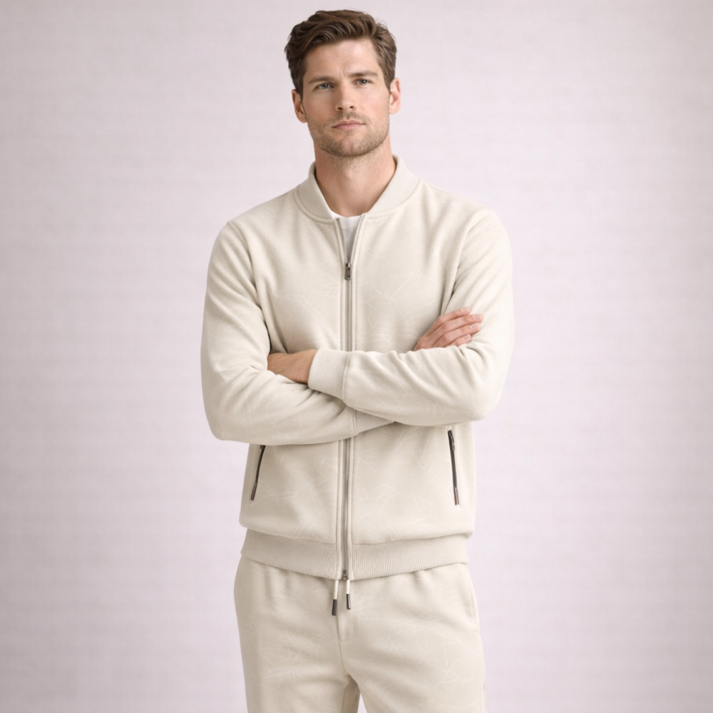 Men's cotton pants detail view — versatile — Chad 2 Piece Tracksuit Set — Oscar Blackwood