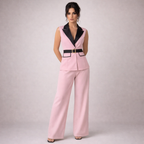 Women's pink pants side view — elegant — Angela Formal 2-Piece Set — Oscar Blackwood