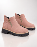 Women's pink suede boots close-up — rugged — Angelina Ankle Boots — Oscar Blackwood