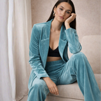 Women's velvet pants alternate angle — versatile — Valerie Velvet 2 Piece Set — Oscar Blackwood
