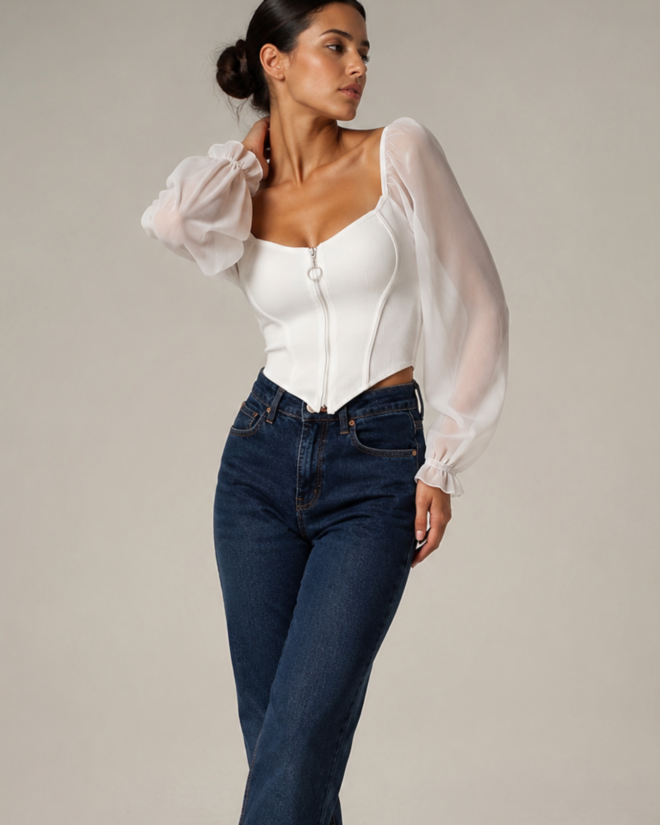 Women's chiffon juliette close-up — versatile — Juliette Corset Blouse — Oscar Blackwood