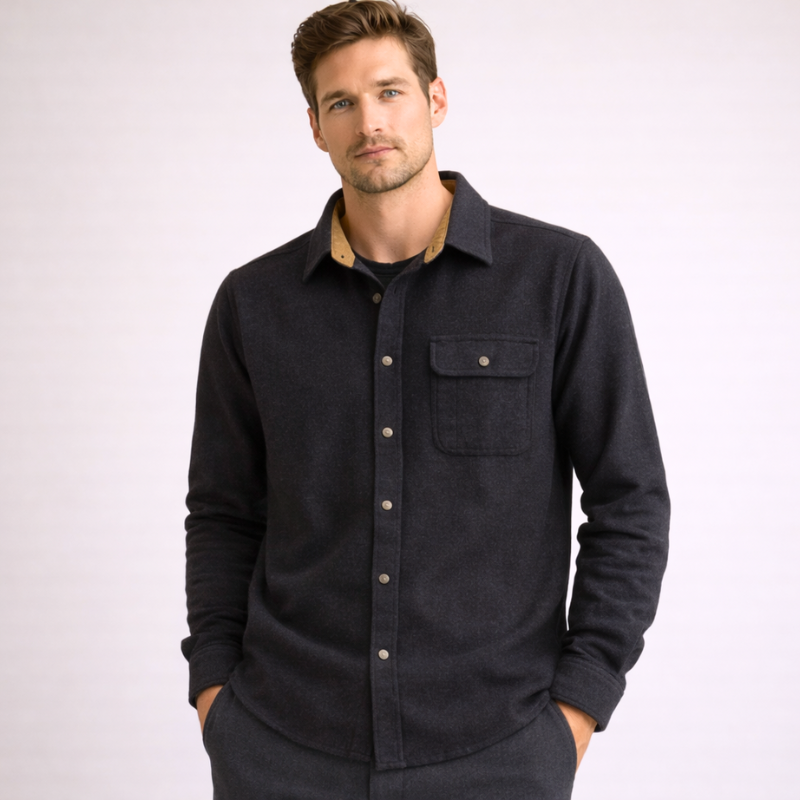 Men's black cotton tactical detail view — versatile — Tactical Vanderbilt Cotton Shirt — Oscar Blackwood