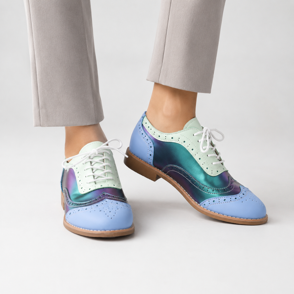 Women's lace shoes front view — versatile — Betty Wingtip Oxford Shoes — Oscar Blackwood